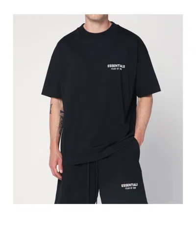 Essentials Black Cotton T-shirt With Logo