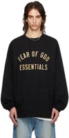 Essentials Black Crewneck Long Sleeve T-shirt In Black