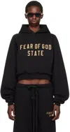 ESSENTIALS BLACK CROPPED HOODIE