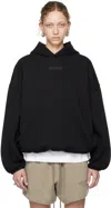 Essentials Black Elasticized Hoodie In Black