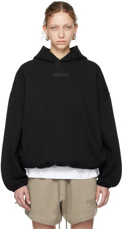 Essentials Black Elasticized Hoodie