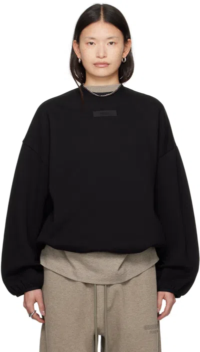 Essentials Black Elasticized Sweatshirt