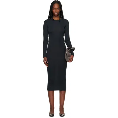 Essentials Black Fitted Long Sleeve Maxi Dress