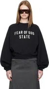 Essentials Black Fleece Raglan Crewneck Sweatshirt In Black