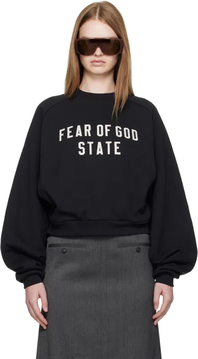 ESSENTIALS BLACK FLEECE RAGLAN CREWNECK SWEATSHIRT