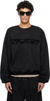 Essentials Black Holiday Modern Crewneck Faux-suede Sweatshirt In Black