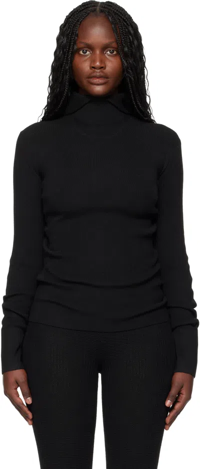Essentials Black Holiday Rib Long Sleeve Hoodie