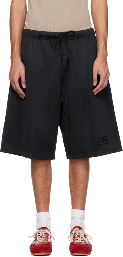 Essentials Black Holiday Satin Fleece Relaxed Shorts