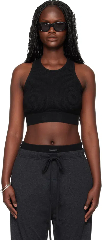 Essentials Black Holiday Waffle Sport Tank Top