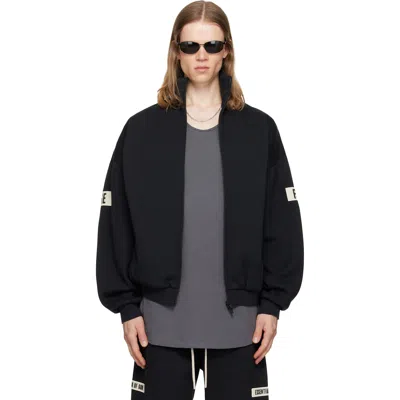 Essentials Black Logo Patch Track Jacket