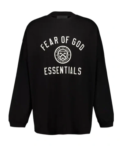Essentials Black Long Sleeve T-shirt With University Logo