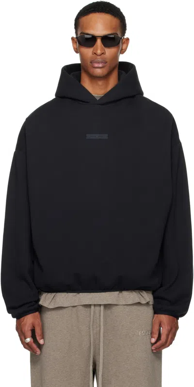 Essentials Black Modern Fit Fleece Hoodie