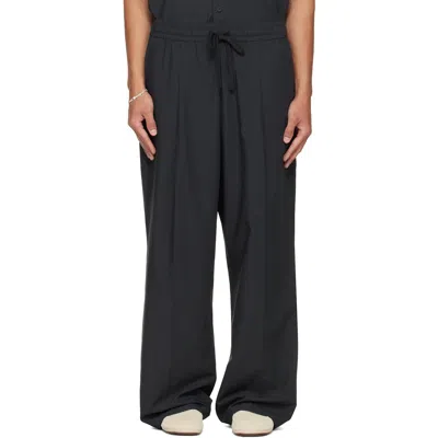 Essentials Black Pleat Front Drawstring Trousers