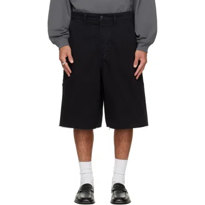 Essentials Black Raw Cut 5-pocket Shorts In Overdyed Black