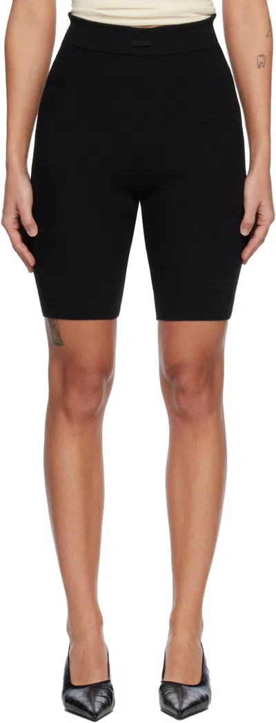 Essentials Black Rib Knit Bike Shorts
