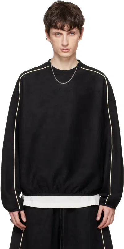 Essentials Black Signature Modern Crewneck Faux-suede Sweatshirt In Multi