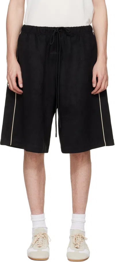 Essentials Black Signature Relaxed Faux-suede Shorts