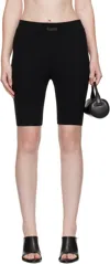 Essentials ブラック Soft リブ バイカーショーツ In Black