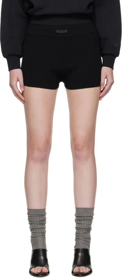 Essentials ブラック Soft リブニット ボクサー ショートパンツ In Black