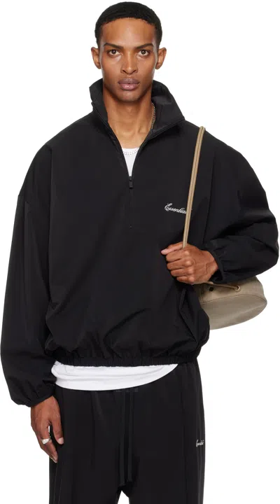 Essentials Black Sporty Half-zip Jacket
