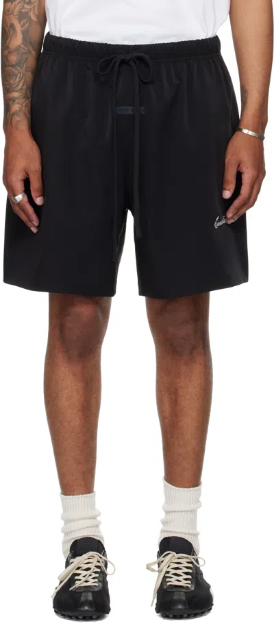 Essentials Black Sporty Soccer Shorts