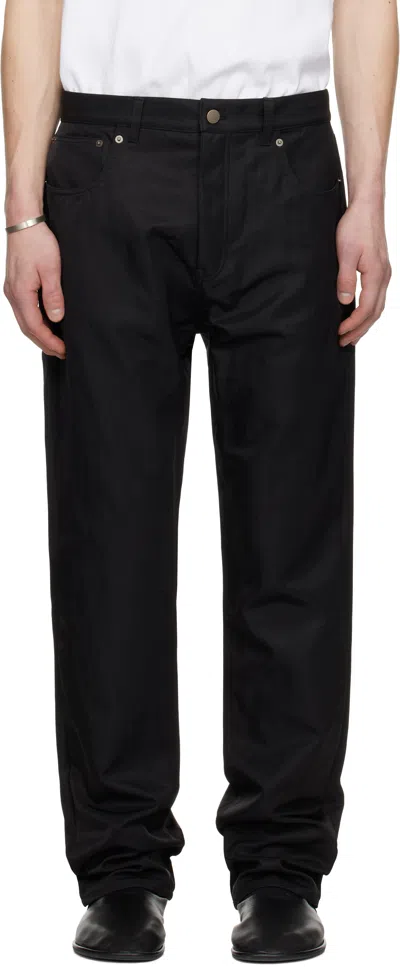 Essentials Black Textured Nylon 5-pocket Trousers