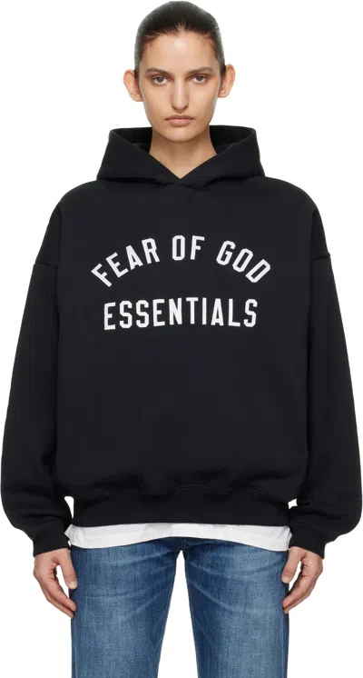Essentials Black Varsity 90s Hoodie