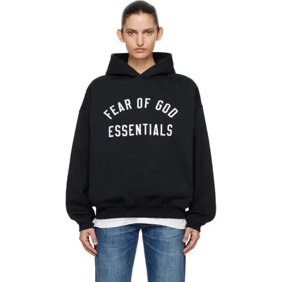 Essentials Black Varsity 90s Hoodie In Vintage Black