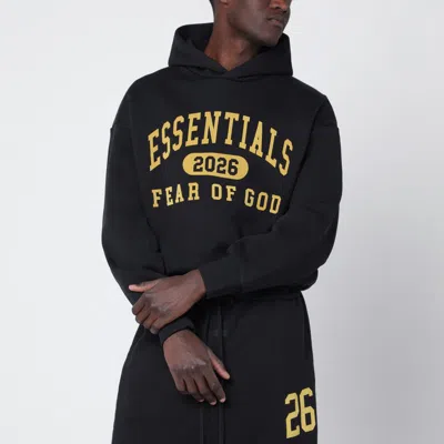 Essentials Black Washed Sweatshirt With Logo Print