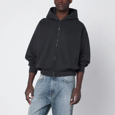 Essentials Black Washed Zip Hoodie