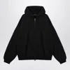 Essentials Rubberized Logo Patch Zip-up Hooded Sweatshirt In Black