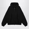 Essentials Rubberized Logo Patch Zip-up Hooded Sweatshirt In Black
