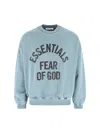 Essentials Blue Relaxed Oversized Arched Logo Sweatshirt In Blue