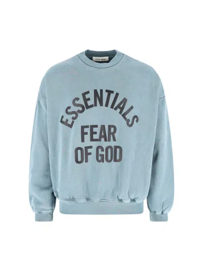 ESSENTIALS BLUE RELAXED OVERSIZED ARCHED LOGO SWEATSHIRT