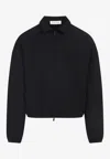 Essentials Bonded Canvas Zip-up Overshirt In Black