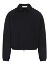 Essentials Bonded Canvas Zip-up Overshirt In Black