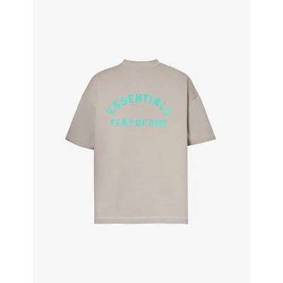 Essentials Fear Of God  Mens Seal  Brand-embossed Cotton-jersey T-shirt In Seal