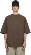 Essentials Brown Bonded T-shirt In Heather Wood
