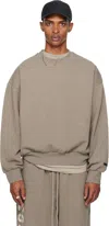 Essentials Brown Classic Fit Fleece Crewneck Sweatshirt In Burgundy