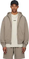 Essentials Brown Classic Fit Fleece Zip-up Hoodie