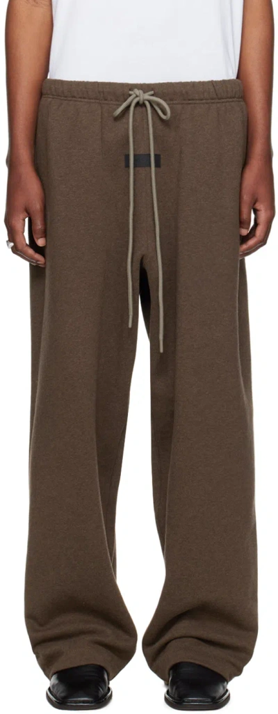 Essentials Brown Drawstring Lounge Trousers In Heather Wood