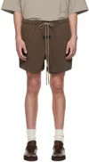 Essentials Brown Drawstring Shorts In Heather Wood