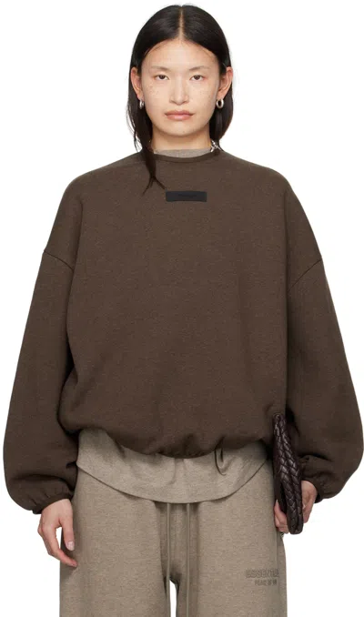 Essentials Brown Elasticized Sweatshirt In Heather Wood