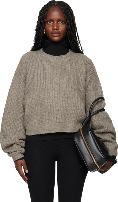 Essentials Brown Holiday Heavy Waffle 90s Crewneck Sweater In Purple