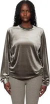 Essentials Brown Holiday Velour Classic Long Sleeve T-shirt In Gray