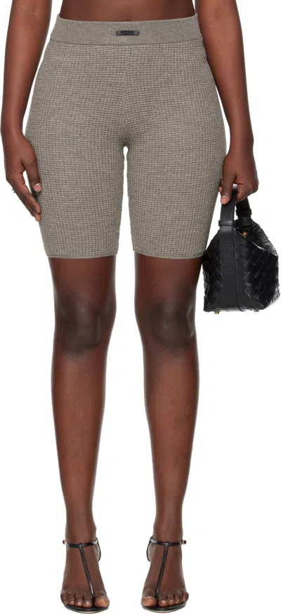 Essentials Brown Holiday Waffle Biker Shorts In Purple