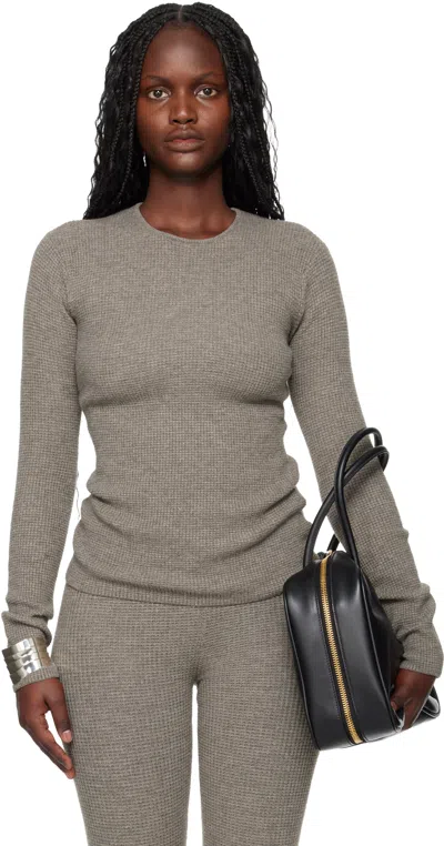 Essentials Brown Holiday Waffle Long Sleeve T-shirt In Purple