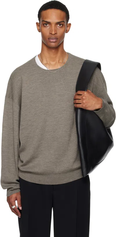 Essentials Brown Merino Long Sleeve Crewneck Jumper