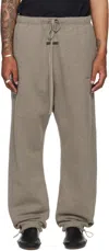 Essentials Brown Relaxed Fleece Piping Sweatpants In Gray