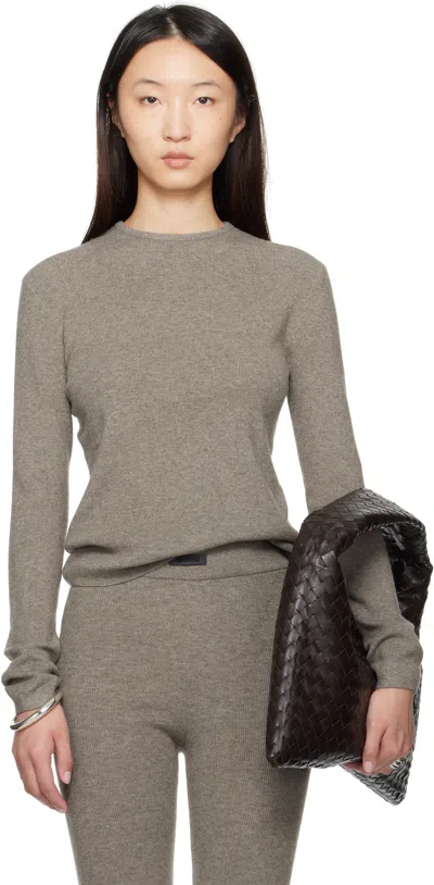 Essentials Brown Soft Rib Long Sleeve T-shirt